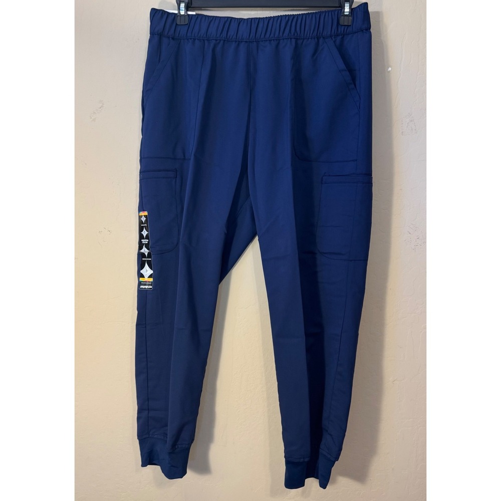 Scrubstar Jogger‎ Scrub Pants Women L Petite Ultimate Drawstring Indigo Blue NEW